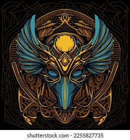 Horus Head Hand Drawn Illustration