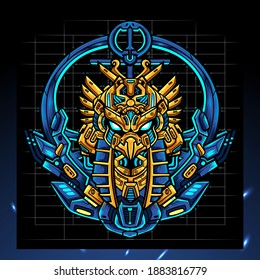 Horus head mecha mascot. esport logo design