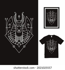 Horus line art t shirt design Premium Vector