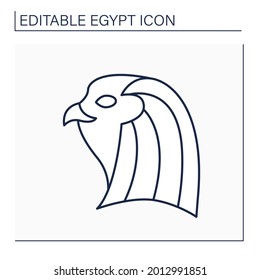 Horus line icon. Falcon-headed god.God of sky, royalty, and sun. Pharaons patron.Egypt concept. Isolated vector illustration. Editable stroke