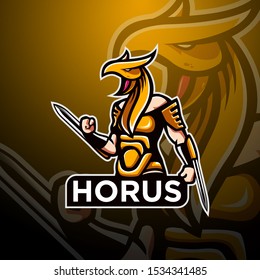 Horus logo gaming esport with a pair of swords