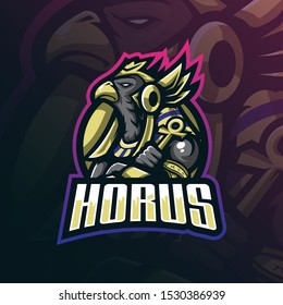 horus mascot logo design vector with modern illustration concept style for badge, emblem and tshirt printing. god horus illustration for sport team.