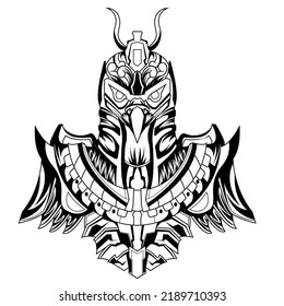 Horus Pharaoh God Face and head Egyptian Eagle tattoo style artwork collection. Ancient Egyptian god Horus in the guise of a man with a falcon head