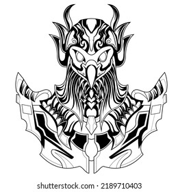 Cara de Dios Horus Pharaoh y cabeza colección de arte al estilo del tatuaje de águila egipcia. El antiguo dios egipcio Horus disfrazado de un hombre con cabeza de halcón
