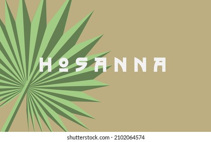 Hosanna Over Single Palm Frond On Off-white Background, Celebrating Palm Sunday