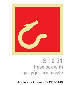  Hose Box With Spray Jet And Fire Nozzle - International Fire Control And Safety Signs - Hose Box, Spray, Fire Nozzle,  Equipment,  Spray Jet Fire,  Fog Nozzle