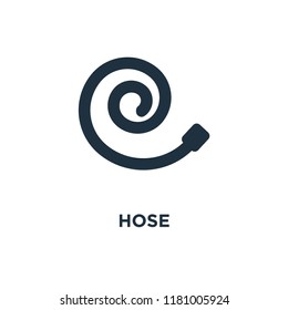 Hose icon. Black filled vector illustration. Hose symbol on white background. Can be used in web and mobile.
