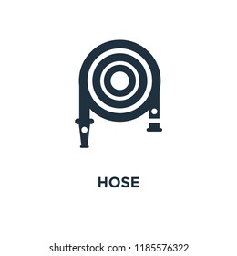 Hose icon. Black filled vector illustration. Hose symbol on white background. Can be used in web and mobile.