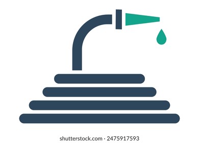 Schlauchsymbol. Symbol für Bewässerung. Solider Symbolstil. Bewässerung Elemente Vektorillustration