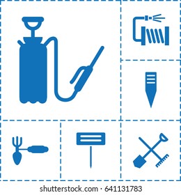Hose icon. set of 6 hose filled icons such as shovel and rake