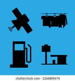 hose icon set about station, gas station, dryer and petrol station vector set