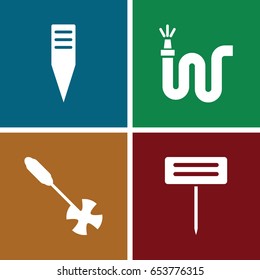 Hose icons set. set of 4 hose filled icons such as gardening tool