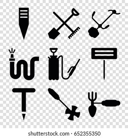 Hose icons set. set of 9 hose filled icons such as shovel and rake