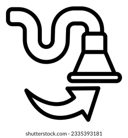 Hose and nozzle of vacuum cleaner line icon, car washing concept, Industrial Cleaning Tool sign on white background, Cleaning machine hose icon in outline style. Vector graphics