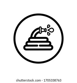 Hose. Outline icon in a circle. Gardening vector illustration