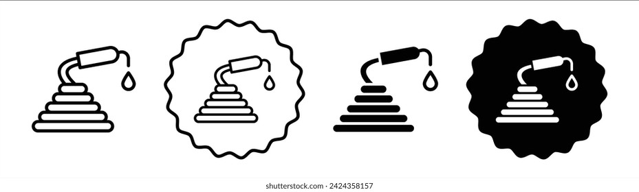 Hose set in black and white color. Hose simple flat icon vector