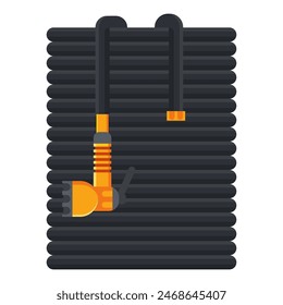 Hose with sprayer vector cartoon illustration isolated on a white background.