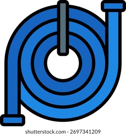 Diseño de Vector de manguera en estilo moderno, concepto de riego y mantenimiento de jardines, ilustración de actividad al aire libre. Icono de línea llena
