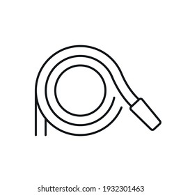 Hose with water linear icon. Garden inventory, equipment. Customizable thin line contour symbols. Isolated vector outline illustrations. Editable stroke