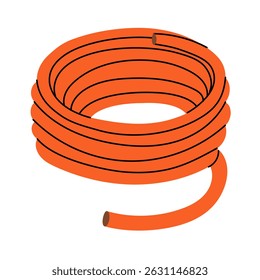 hose for watering plants is rolled up, isolated bright illustration. product for caring agricultural crops. Gardening tools. Suitable for ecology, garden, cleaning, household, packaging, infographics