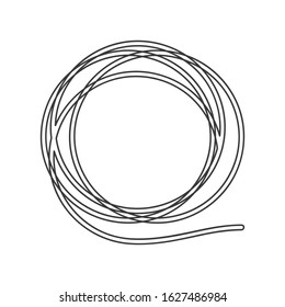 Hose or wire icon coiled in a circle in vector line drawing