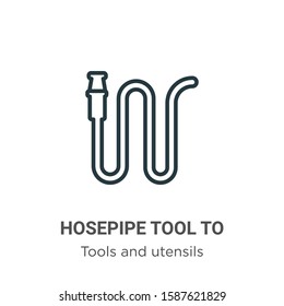 Hosepipe tool to extinguish fire or gardening outline vector icon. Thin line black hosepipe tool to extinguish fire or gardening icon, flat vector simple element illustration from editable tools and 