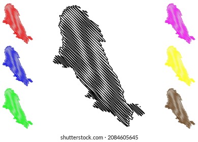 Hoshiarpur district (Punjab State, Republic of India) map vector illustration, scribble sketch Hoshiarpur map
