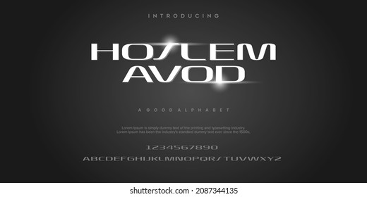 HOSLEM AVOD font alphabetical typogaphy custom sans serif. illustration letters.