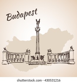 Hosok tere - one of the major squares in Budapest, Hungary