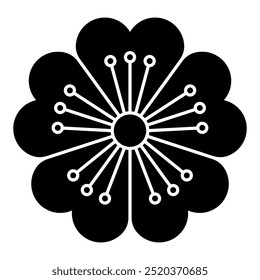 Hosokawa Sakura: A vector icon illustration of a Japanese family crest with a cherry blossom motif.
