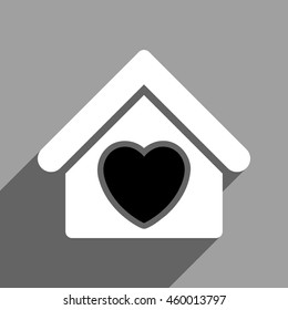 Hospice long shadow vector icon. Style is a flat hospice black and white iconic symbol on a gray square background.