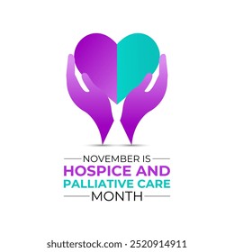 El Mes de Cuidados Paliativos de Hospicio es noviembre. Concepto de Festiva. Cinta realista con las manos y dar amor. Cartel de Anuncio, volante y Plantilla de diseño de fondo.