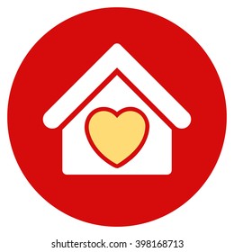 Hospice vector icon. Image style is a flat light icon symbol on a round red button