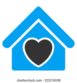 Hospice vector icon. Style is bicolor flat symbol, blue and gray colors, rounded angles, white background.