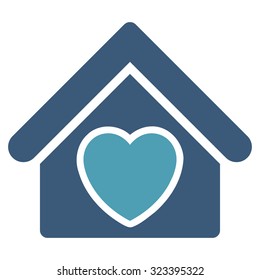 Hospice vector icon. Style is bicolor flat symbol, cyan and blue colors, rounded angles, white background.