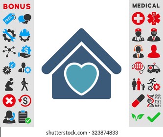 Hospice vector icon. Style is bicolor flat symbol, cyan and blue colors, rounded angles, white background.