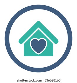 Hospice vector icon. Style is bicolor flat rounded symbol, cobalt and cyan colors, rounded angles, white background.