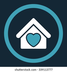 Hospice vector icon. Style is bicolor flat rounded symbol, blue and white colors, rounded angles, dark blue background.