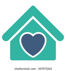 Hospice vector icon. Style is bicolor flat symbol, cobalt and cyan colors, rounded angles, white background.