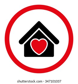 Hospice vector icon. Style is bicolor flat rounded symbol, intensive red and black colors, rounded angles, white background.