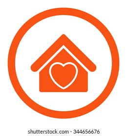 Hospice vector icon. Style is flat rounded symbol, orange color, rounded angles, white background.