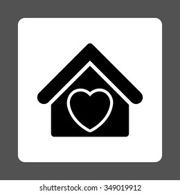 Hospice vector icon. Style is flat rounded square button, black and white colors, gray background.