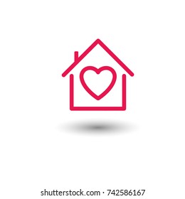 Hospice vector icon, symbol of protection, love house. Stay at home.