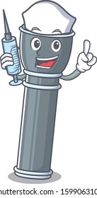 Hospitable Cute Nurse flashlight Scroll cartoon style holding syringe