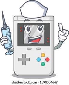 Hospitable Cute Nurse handheld game Scroll cartoon style holding syringe