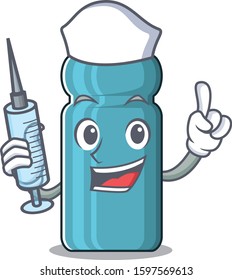 Hospitable Cute Nurse water bottle Scroll cartoon style holding syringe