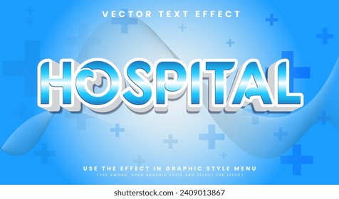 Efecto de texto editable del Hospital 3d Plantilla con tema de vida saludable