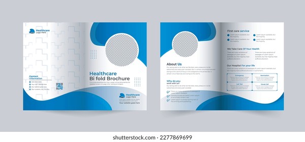 Hospital 4 pages bi-fold brochure, Clinic business company profile back and inside pages template