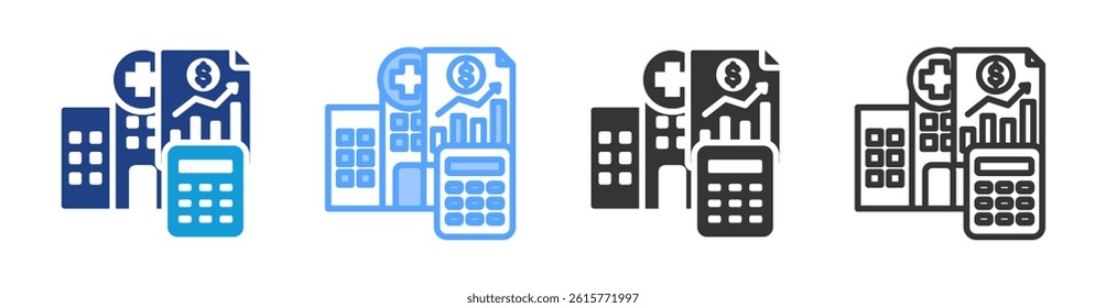 Hospital Accounting icon set multiple style collection