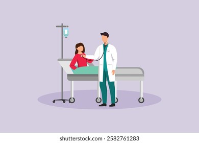 Hospital activity concept. Colored flat vector illustration isolated.